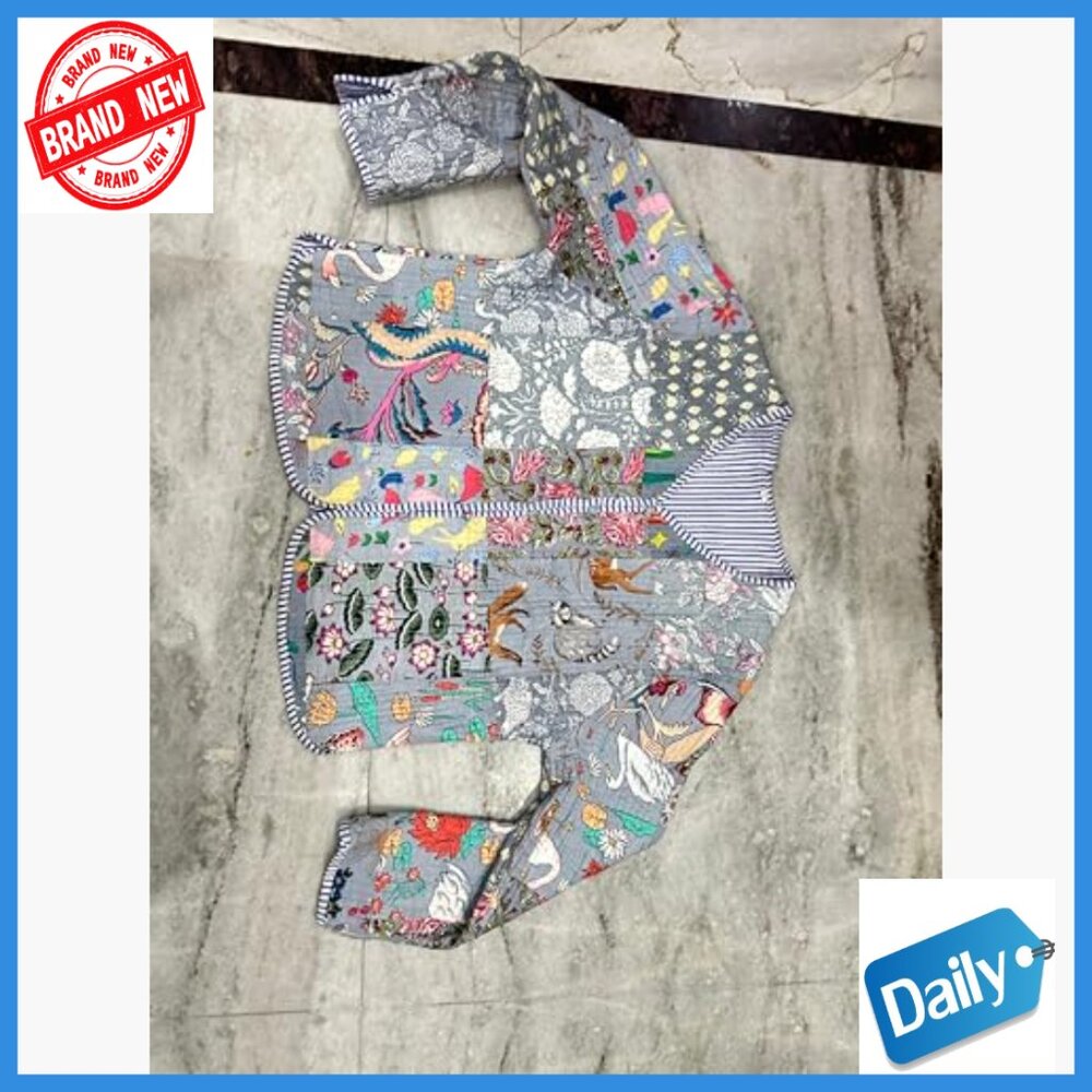 Handmade Patchwork Quilted Cotton Jacket Reversib… - image 7